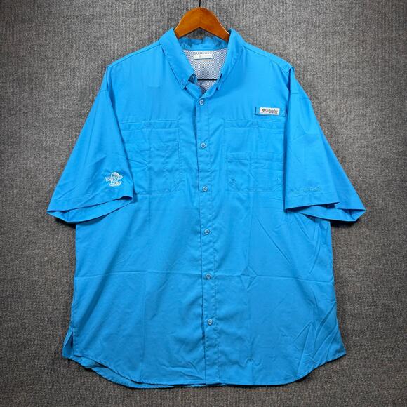 Columbia PFG Tamiami Fishing Shirt Men's XL Blue Button Up Vented Outdoors READ - Picture 1 of 11